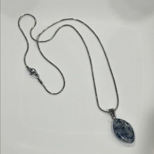 Blue Sodalite Pendant Silver Necklace